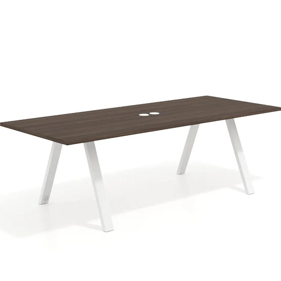 Mesa de reuniones rectangular UvePro fondo 100cm, estructura blanca