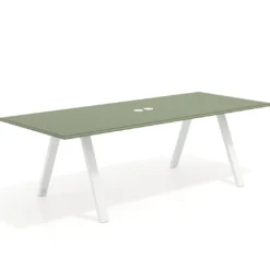 Mesa de reuniones rectangular UvePro fondo 100cm, estructura blanca