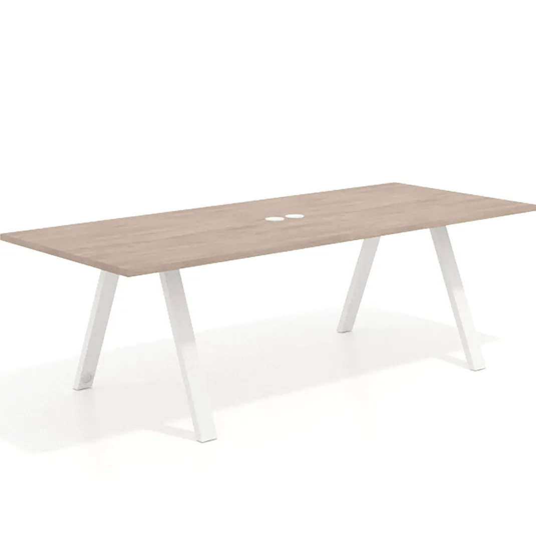 Mesa de reuniones rectangular UvePro fondo 100cm, estructura blanca