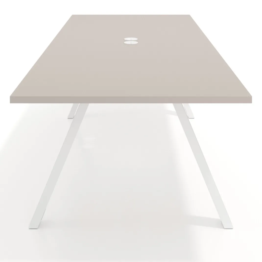 Mesa de reuniones rectangular UvePro fondo 100cm, estructura blanca