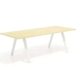 Mesa de reuniones rectangular UvePro fondo 100cm, estructura blanca