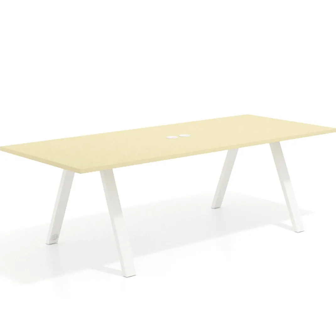 Mesa de reuniones rectangular UvePro fondo 100cm, estructura blanca