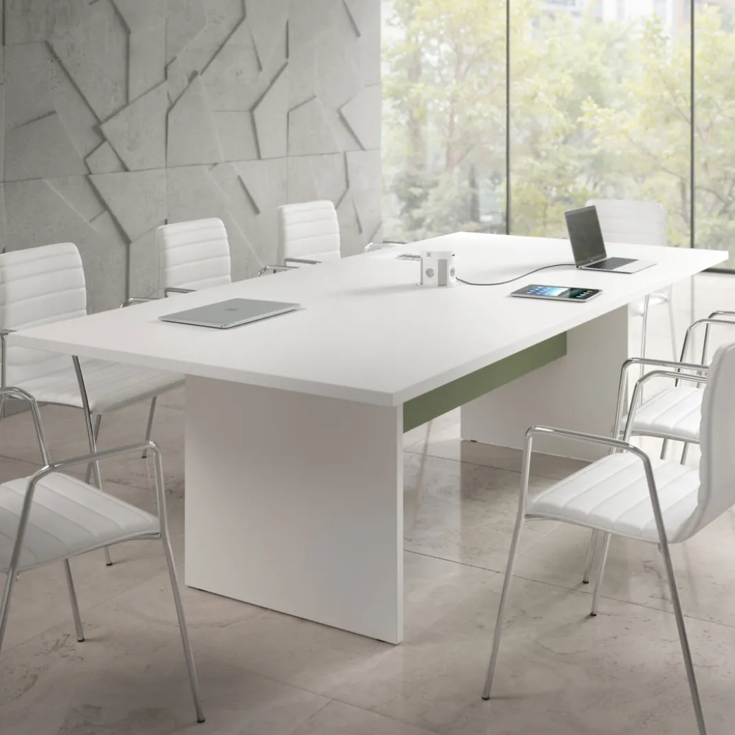 Mesa de Reuniones Rectangular Work Plus estructura blanco mate