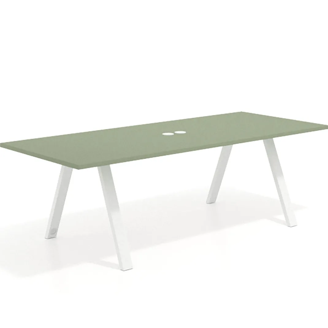Mesa de reuniones rectangular UvePro fondo 100cm, estructura blanca