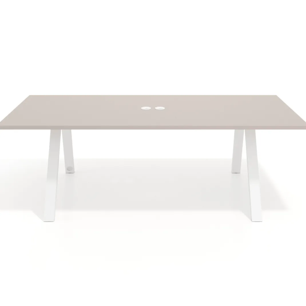 Mesa de reuniones rectangular UvePro fondo 100cm, estructura blanca