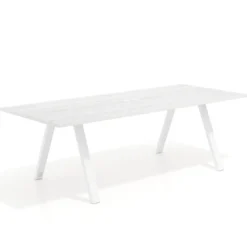 Mesa de reuniones rectangular UvePro fondo 100cm, estructura blanca