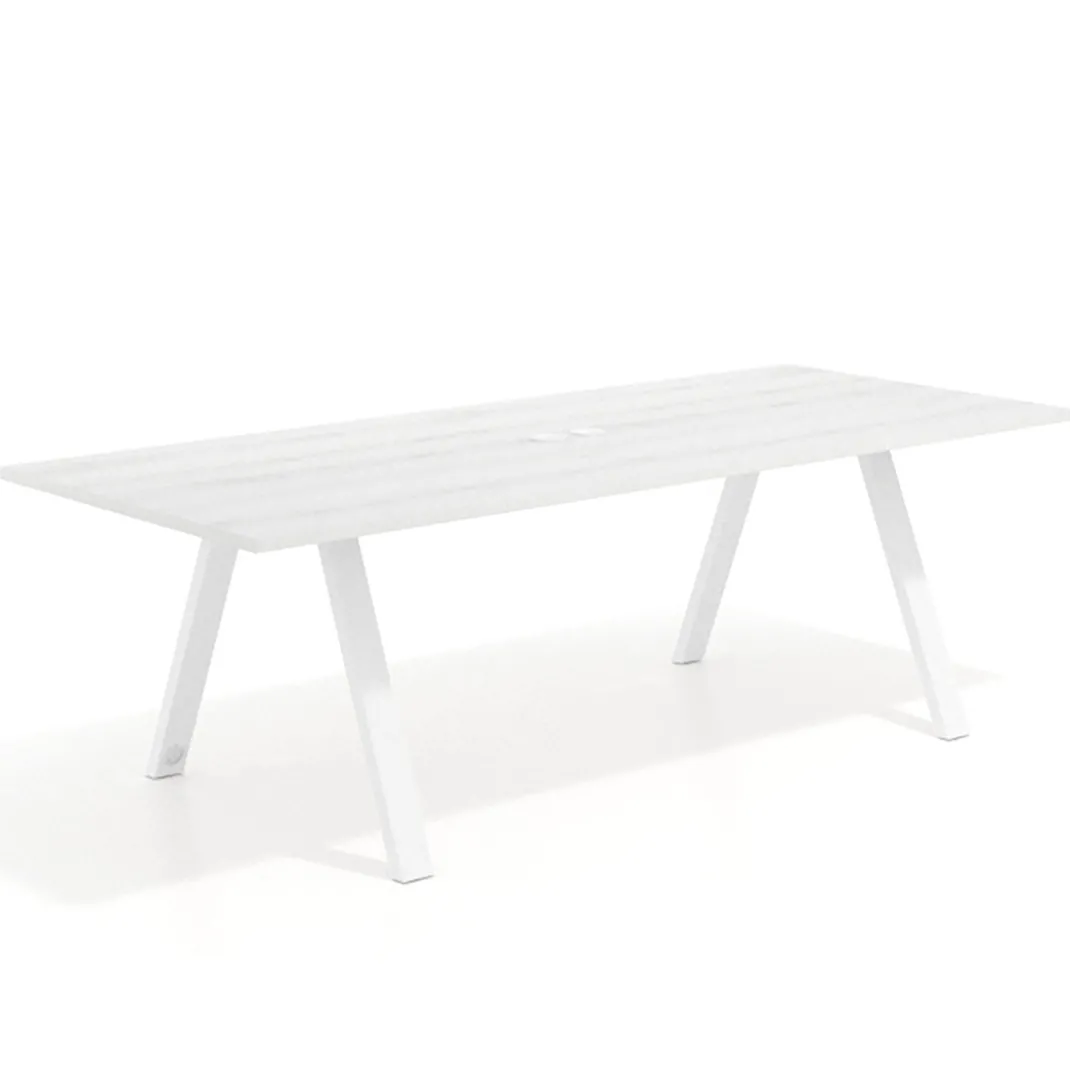 Mesa de reuniones rectangular UvePro fondo 100cm, estructura blanca