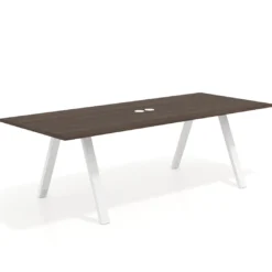 Mesa de reuniones rectangular UvePro fondo 100cm, estructura blanca