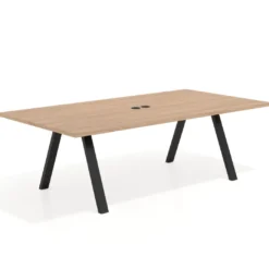 Mesa de reuniones rectangular UvePro fondo 126, patas interior, estructura negra