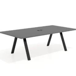 Mesa de reuniones rectangular UvePro fondo 126, patas interior, estructura negra
