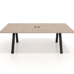 Mesa de reuniones rectangular UvePro fondo 126, patas interior, estructura negra
