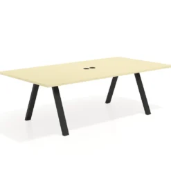 Mesa de reuniones rectangular UvePro fondo 126, patas interior, estructura negra