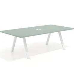 Mesa de reuniones rectangular UvePro fondo 126, patas interior, estructura blanca