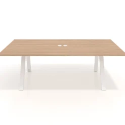 Mesa de reuniones rectangular UvePro fondo 126, patas interior, estructura blanca