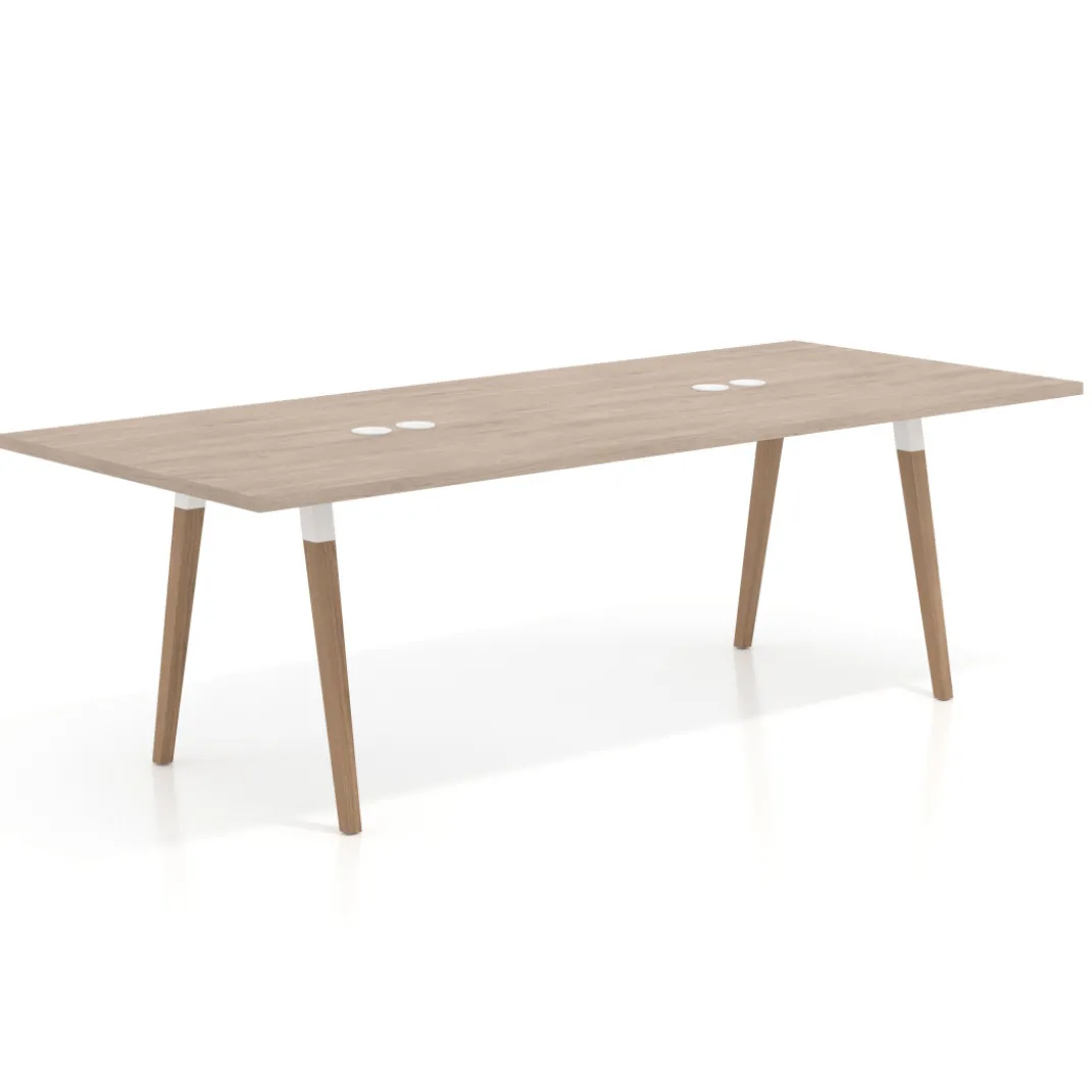 Mesa de reuniones rectangular Arki, gran formato, patas de madera
