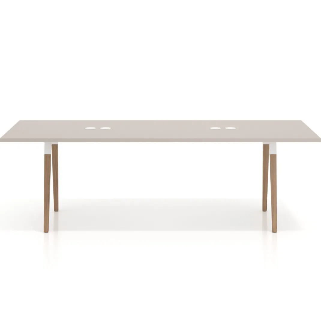 Mesa de reuniones rectangular Arki, gran formato, patas de madera