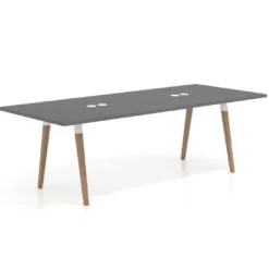 Mesa de reuniones rectangular Arki, gran formato, patas de madera