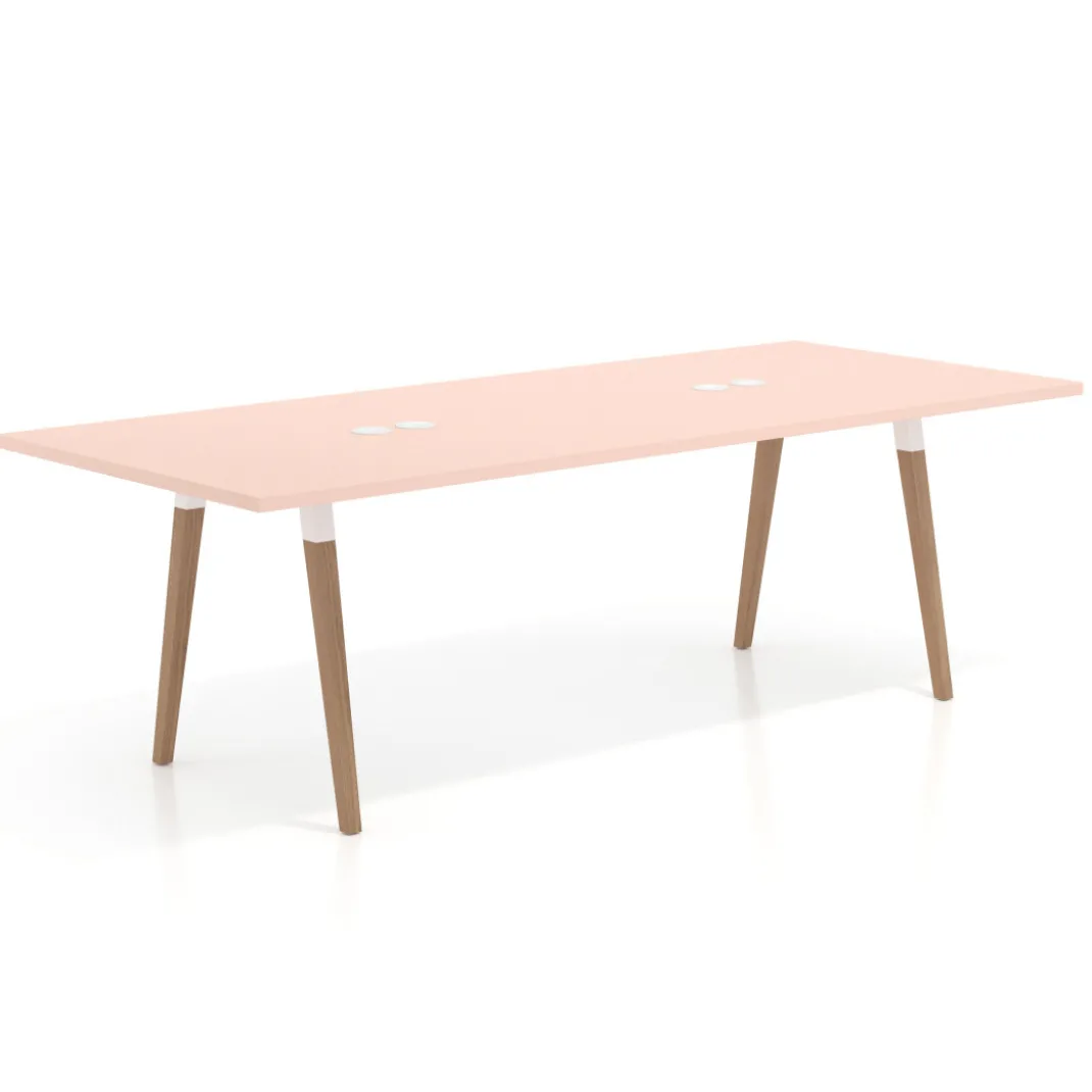 Mesa de reuniones rectangular Arki, gran formato, patas de madera
