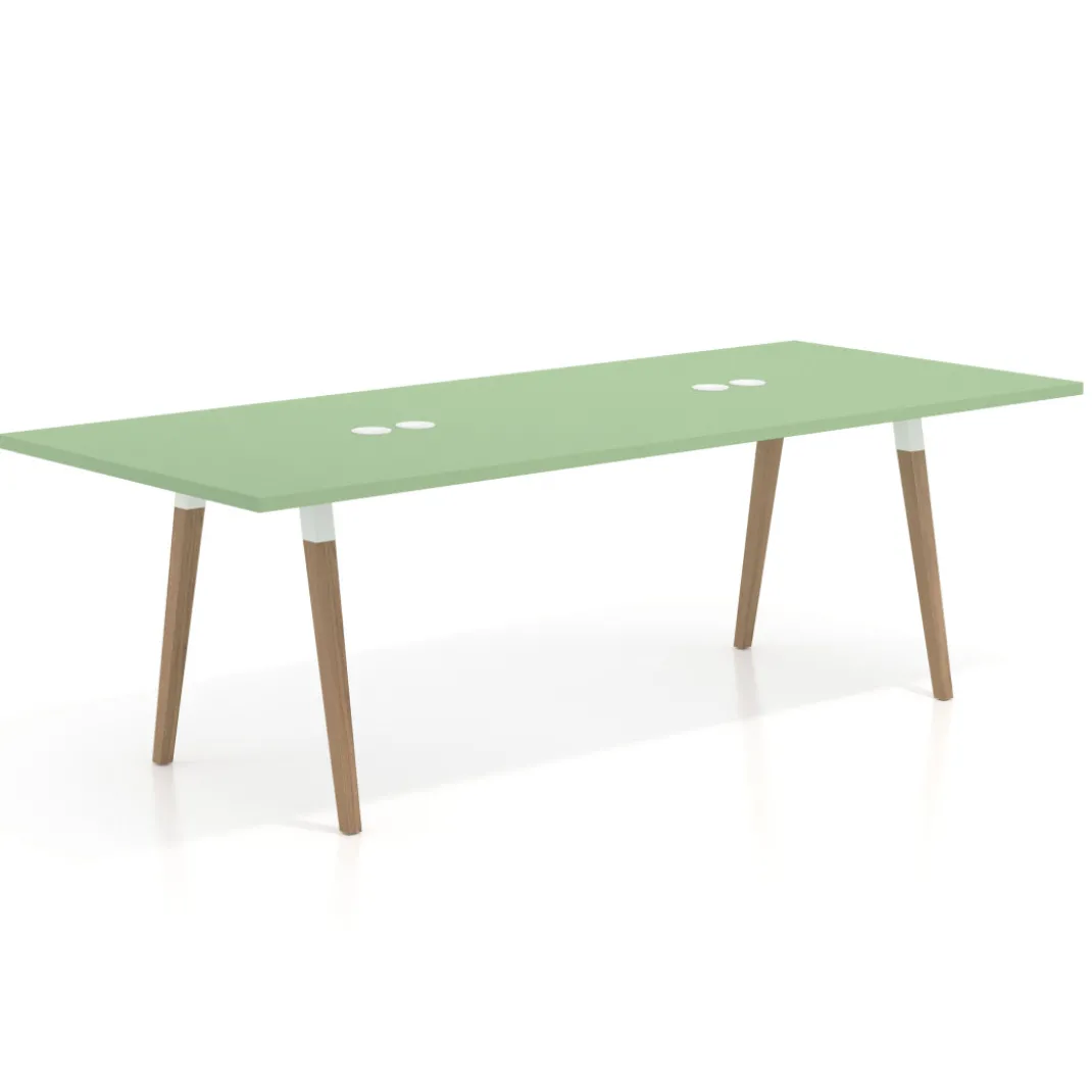 Mesa de reuniones rectangular Arki, gran formato, patas de madera