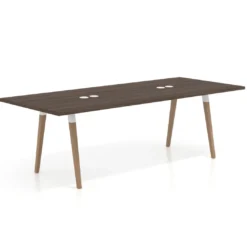 Mesa de reuniones rectangular Arki, gran formato, patas de madera