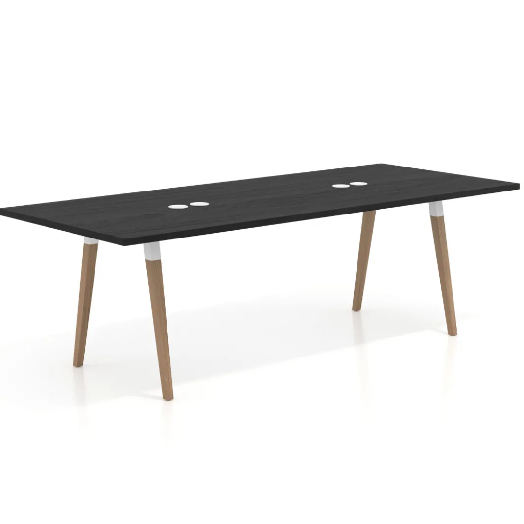 Mesa de reuniones rectangular Arki, gran formato, patas de madera