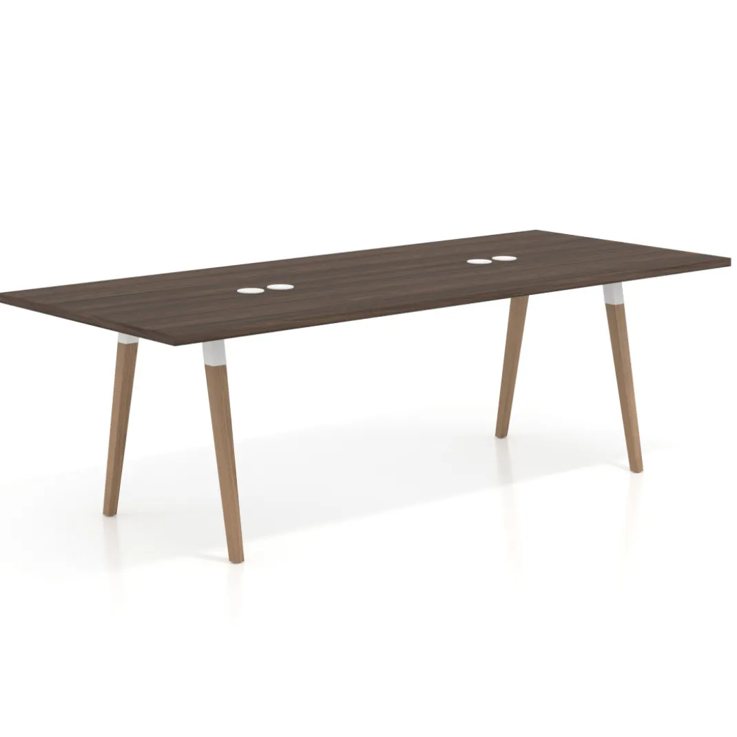 Mesa de reuniones rectangular Arki, gran formato, patas de madera
