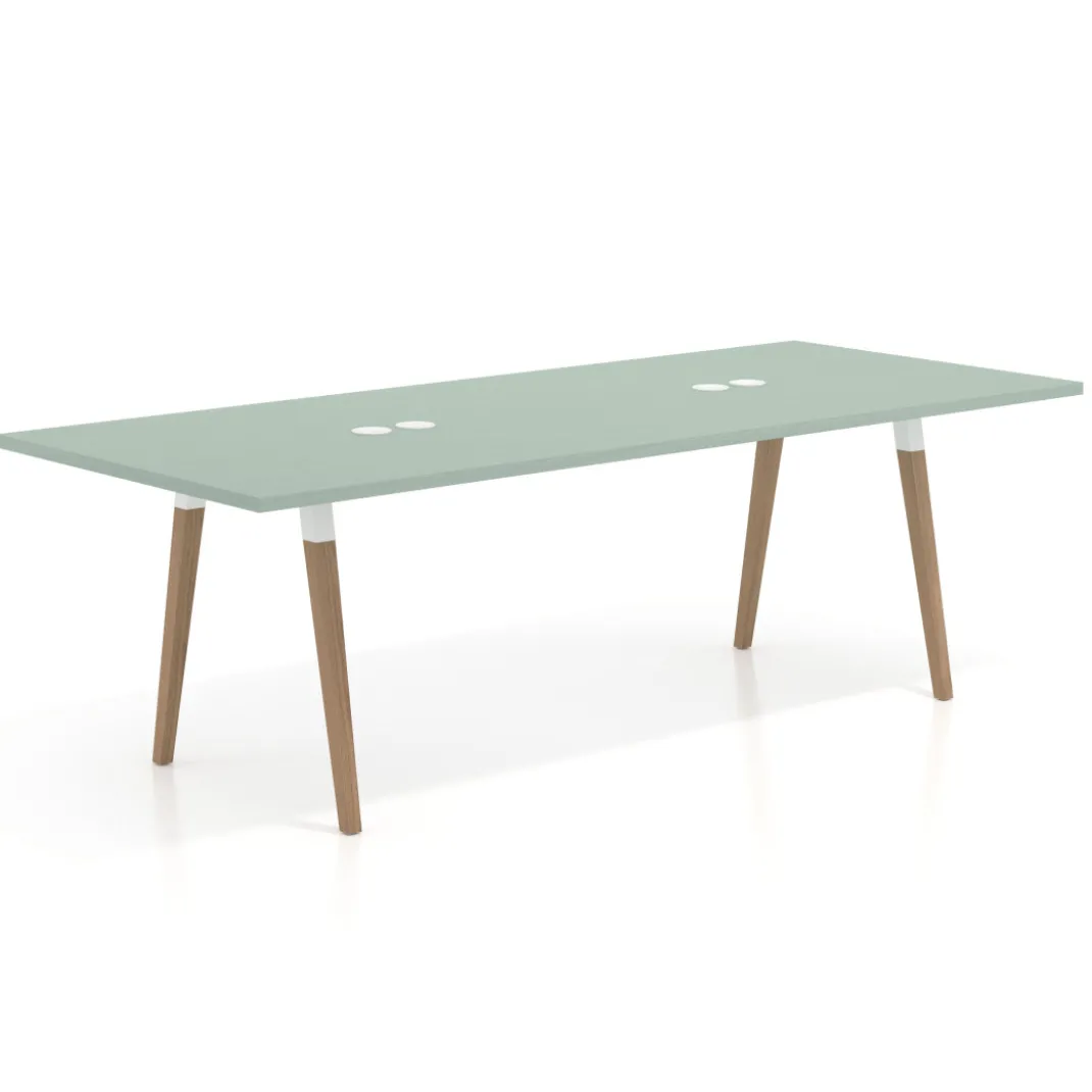 Mesa de reuniones rectangular Arki, gran formato, patas de madera