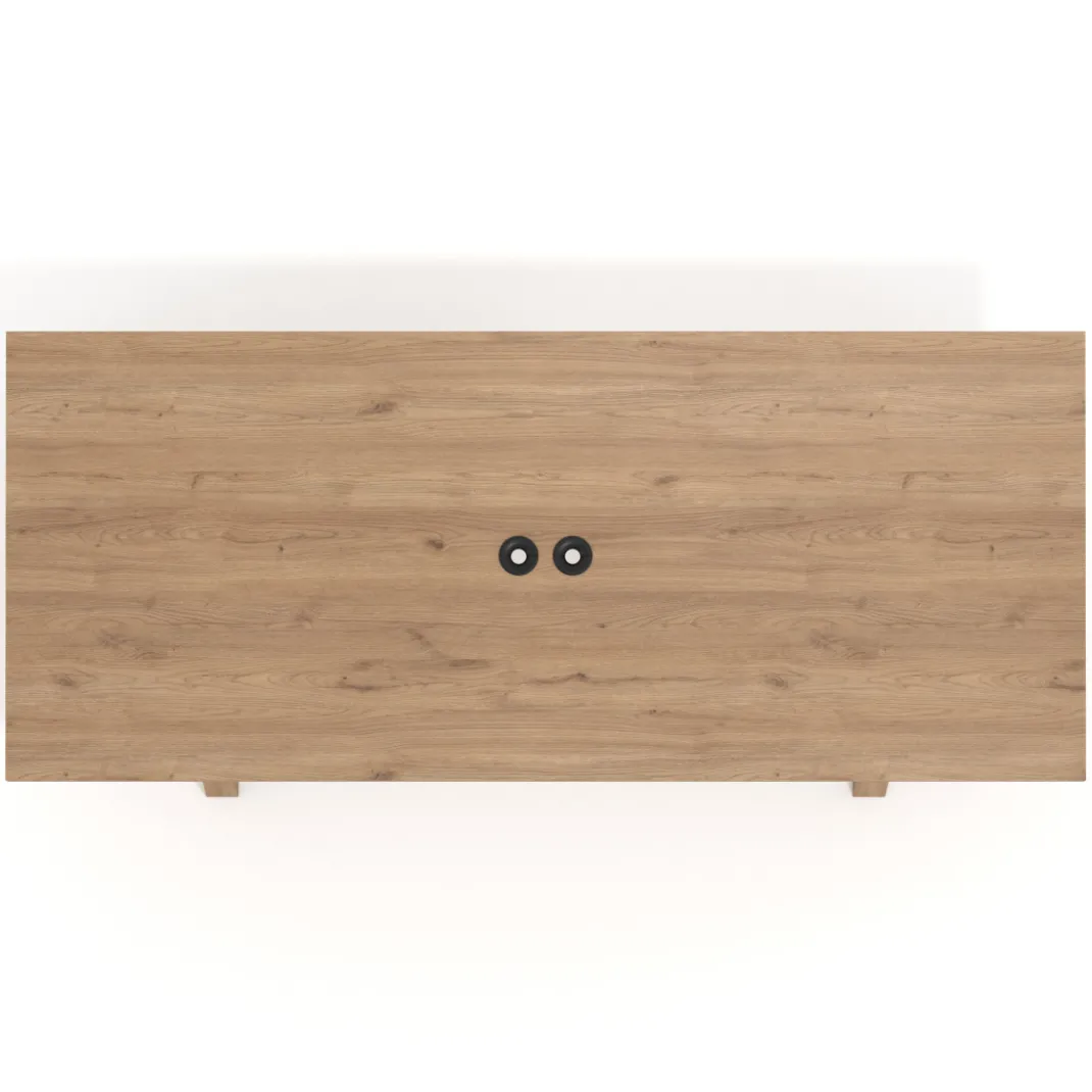Mesa de reuniones rectangular UvePro fondo 100cm, estructura negra, patas de madera