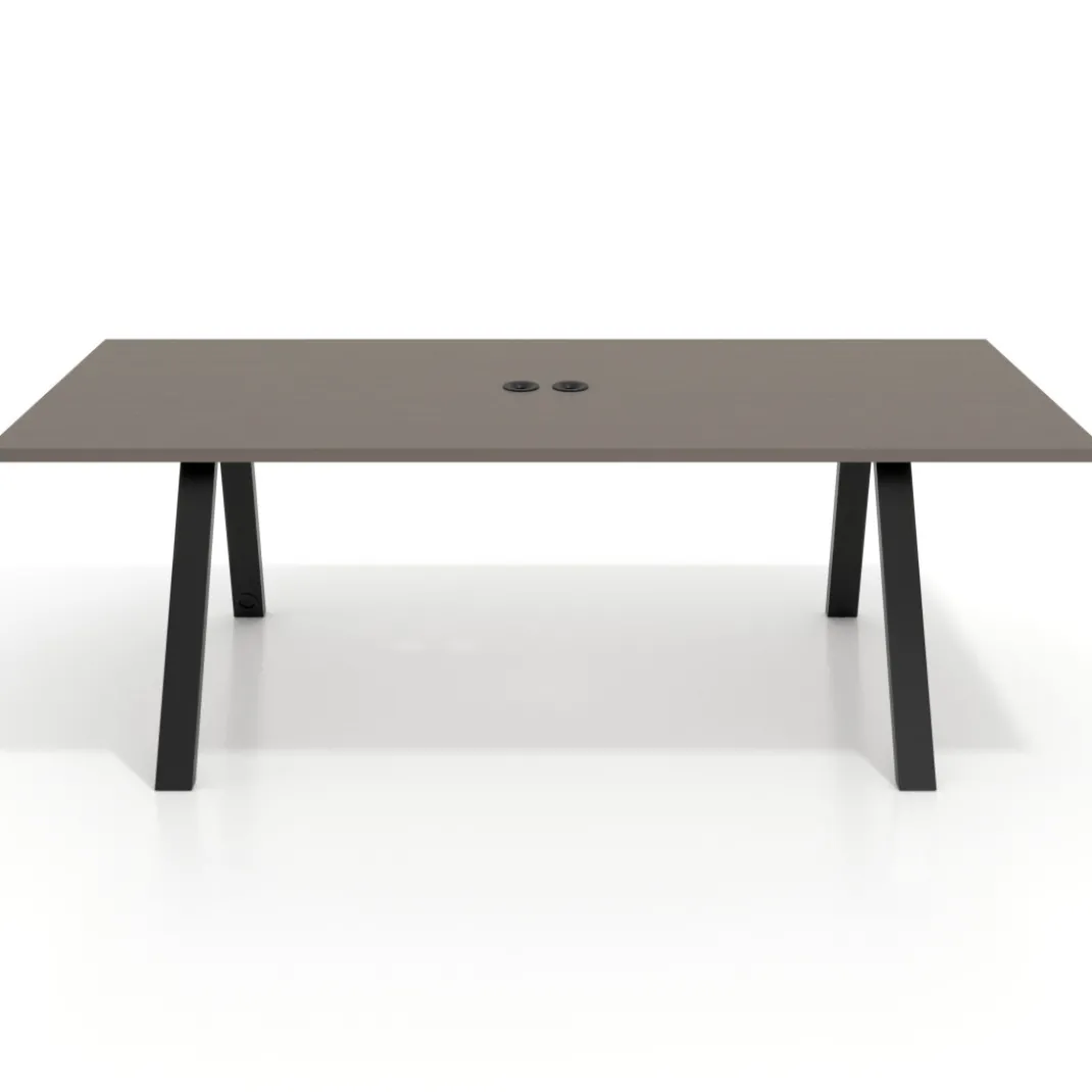 Mesa de reuniones rectangular UvePro fondo 100cm, estructura negra
