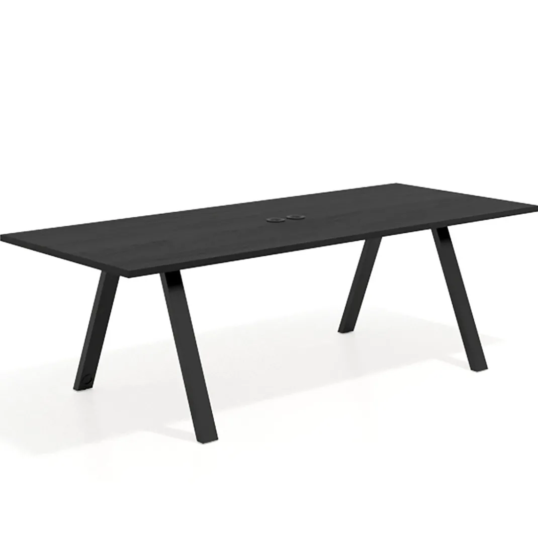 Mesa de reuniones rectangular UvePro fondo 100cm, estructura negra