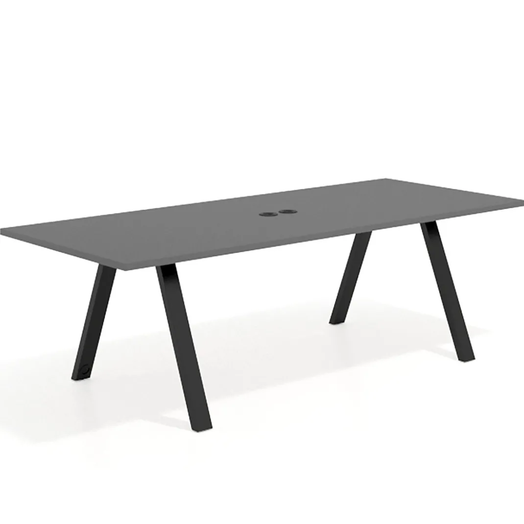 Mesa de reuniones rectangular UvePro fondo 100cm, estructura negra