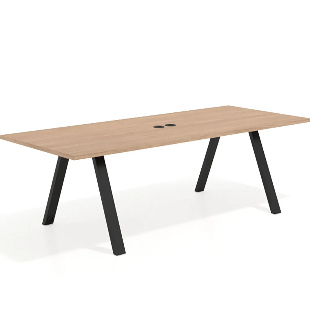 Mesa de reuniones rectangular UvePro fondo 100cm, estructura negra