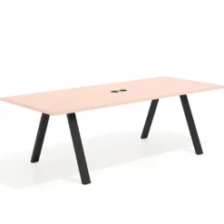 Mesa de reuniones rectangular UvePro fondo 100cm, estructura negra