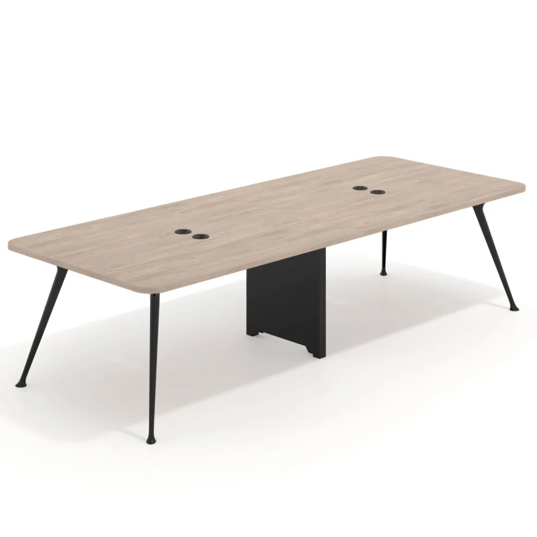Mesa de reuniones Tekno doble, fondo 120, patas aluminio inyectado, estructura cromada