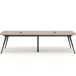Mesa de reuniones Tekno doble, fondo 120, patas aluminio inyectado, estructura cromada