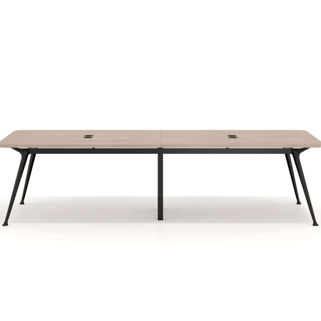 Mesa de reuniones Tekno doble, fondo 120, patas aluminio inyectado, estructura cromada