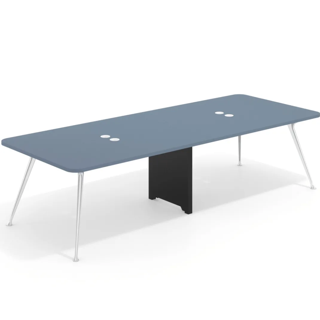 Mesa de reuniones Tekno doble, fondo 120, patas aluminio inyectado, estructura cromada