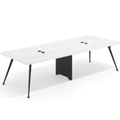 Mesa de reuniones Tekno doble, fondo 120, patas aluminio inyectado, estructura negra