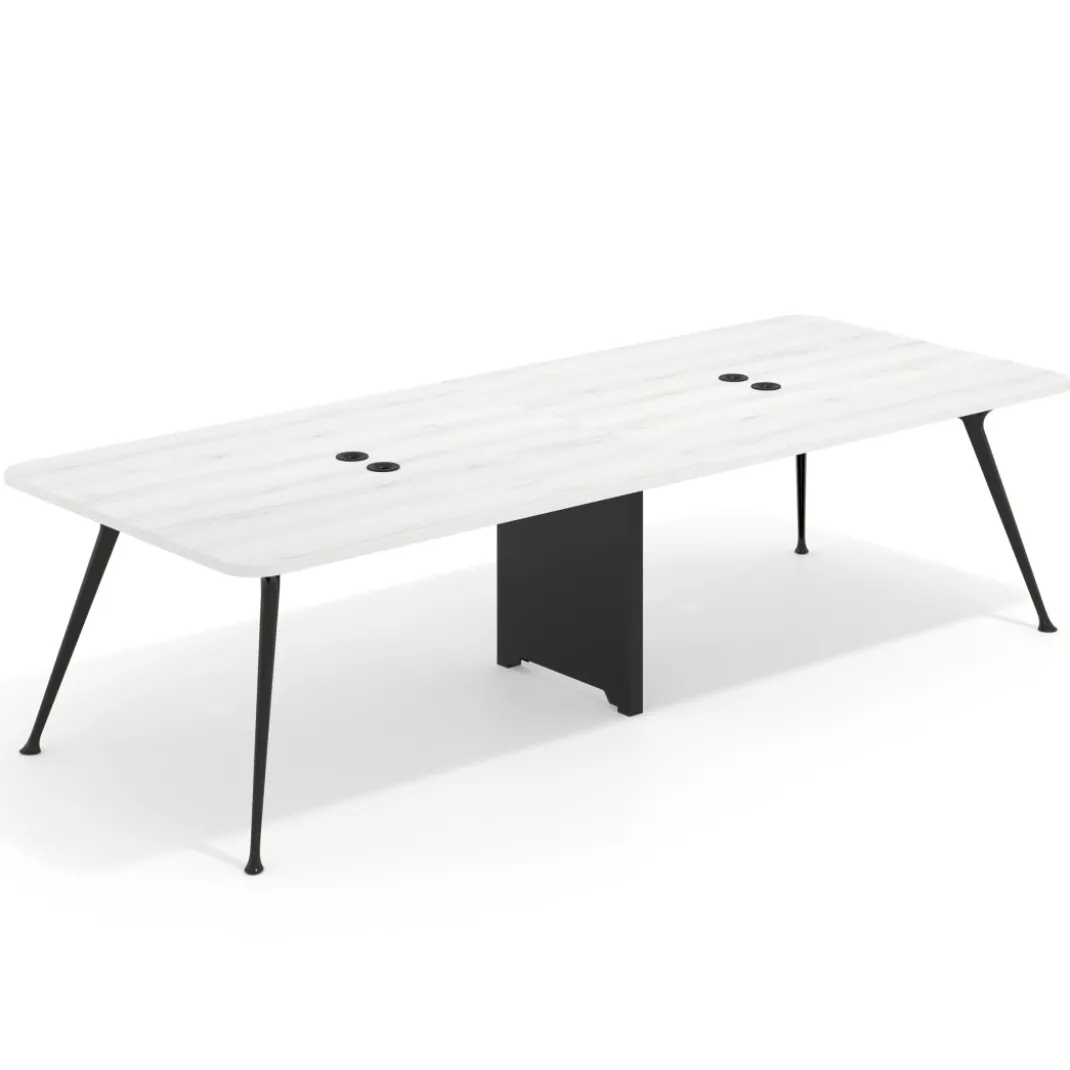 Mesa de reuniones Tekno doble, fondo 120, patas aluminio inyectado, estructura negra
