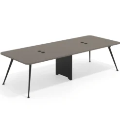 Mesa de reuniones Tekno doble, fondo 120, patas aluminio inyectado, estructura negra