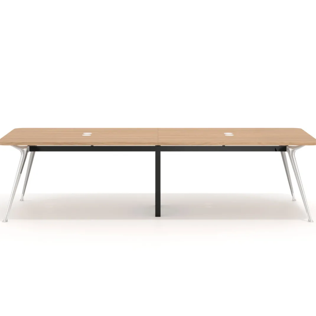 Mesa de reuniones Tekno doble, fondo 120, patas aluminio inyectado, estructura negra