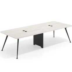 Mesa de reuniones Tekno doble, fondo 120, patas aluminio inyectado, estructura negra