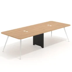Mesa de reuniones Tekno doble, fondo 120, patas aluminio inyectado, estructura negra