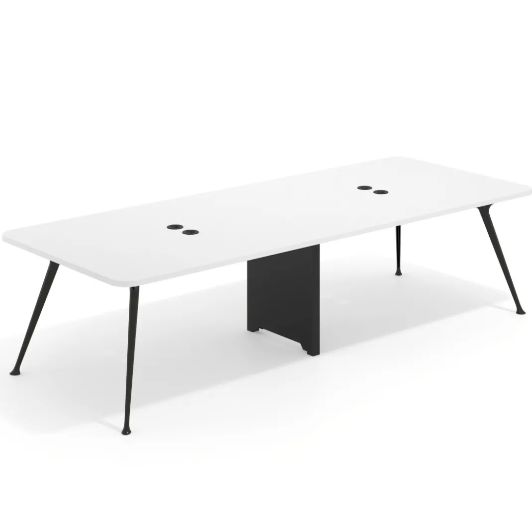 Mesa de reuniones Tekno doble, fondo 120, patas aluminio inyectado, estructura negra