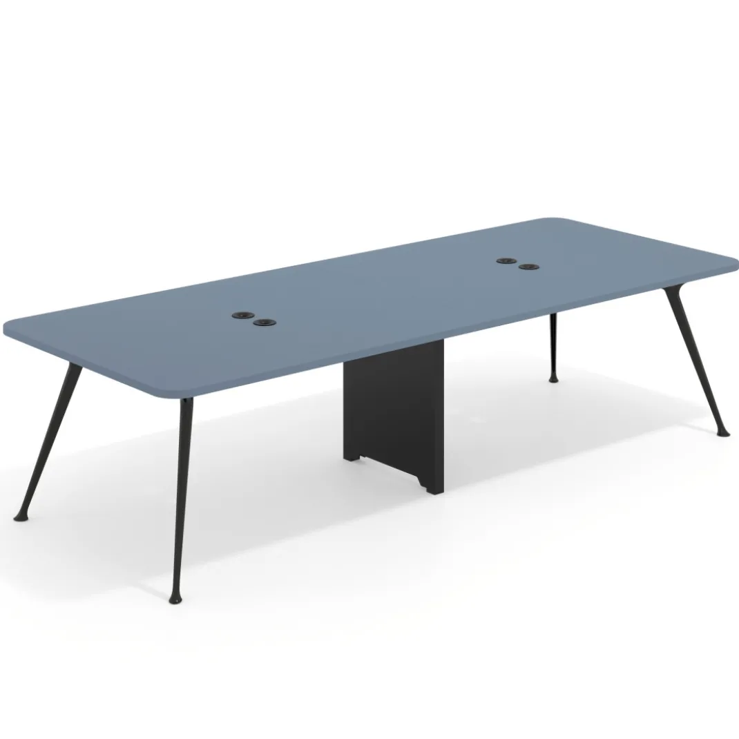 Mesa de reuniones Tekno doble, fondo 120, patas aluminio inyectado, estructura negra