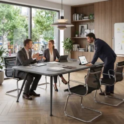 Mesa de reuniones Tekno fondo 120, patas aluminio inyectado, estructura negra