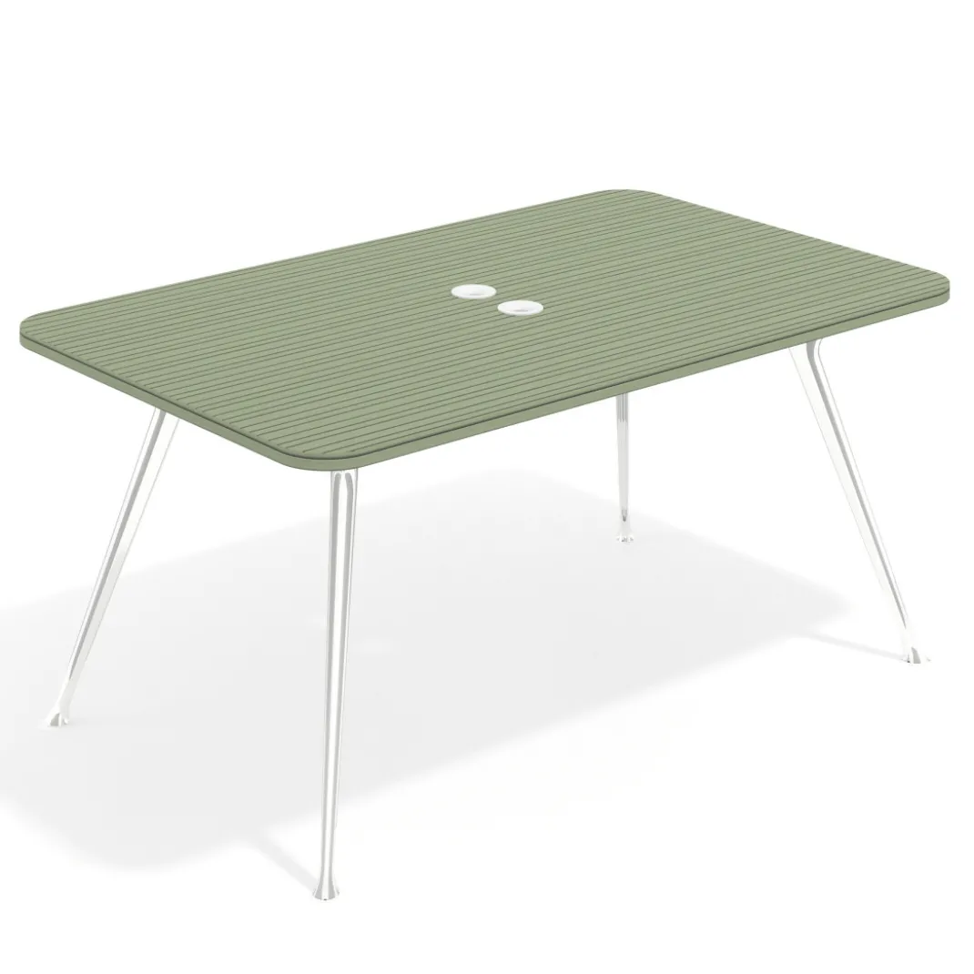 Mesa de reuniones Tekno fondo 120, patas aluminio inyectado, estructura cromada