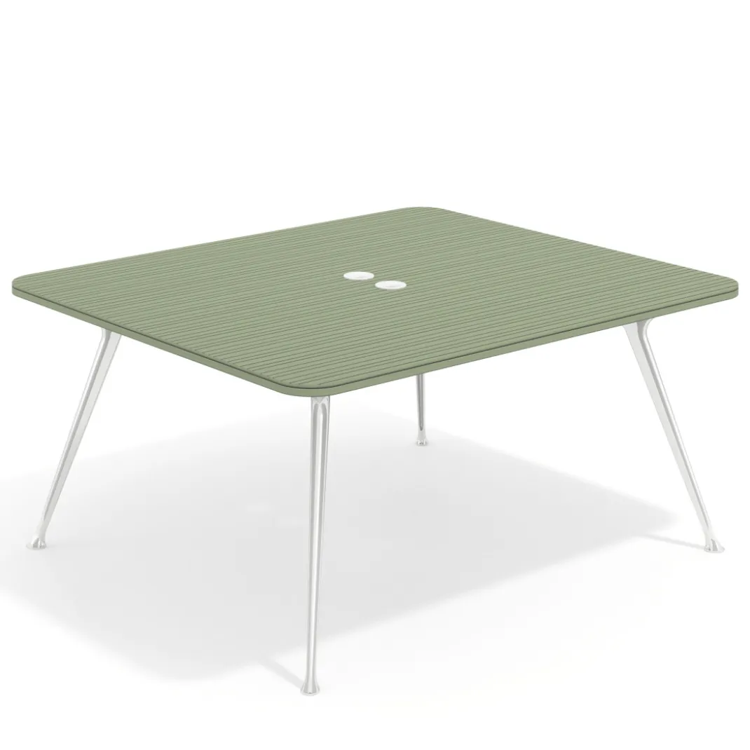 Mesa de reuniones Tekno fondo 140, patas aluminio inyectado, estructura cromada