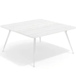 Mesa de reuniones Tekno, fondo 160, patas aluminio inyectado, estructura cromada