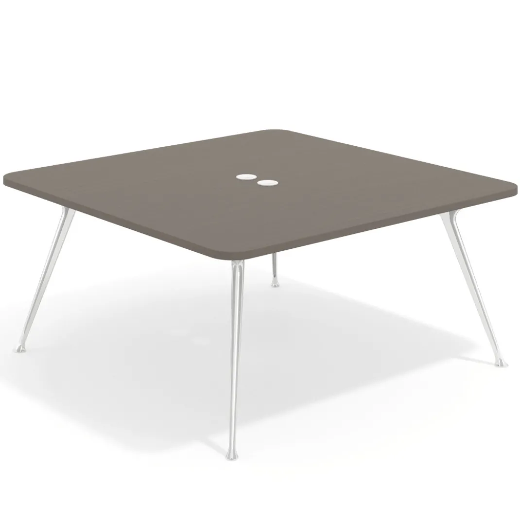 Mesa de reuniones Tekno, fondo 160, patas aluminio inyectado, estructura cromada